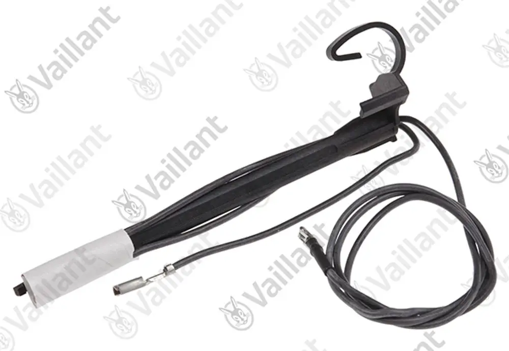 Temperaturwächter von Vaillant mit einem langen Kabel, einem Haken und einem Anschlussstecker für die Installation in Heizsystemen.